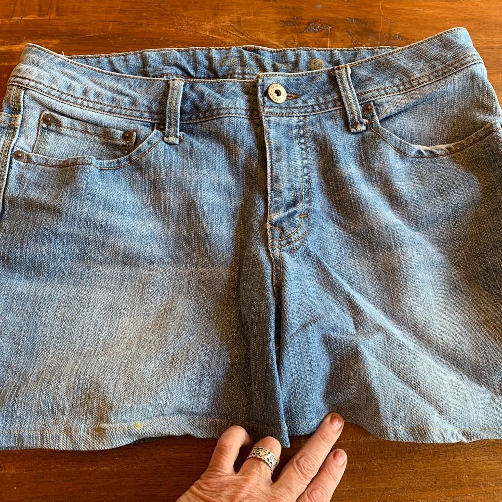 Faded Glory Blue Denim Shorts Size 14 Cotton Blend